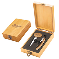 Bamboo Corkscrew & Stopper Set